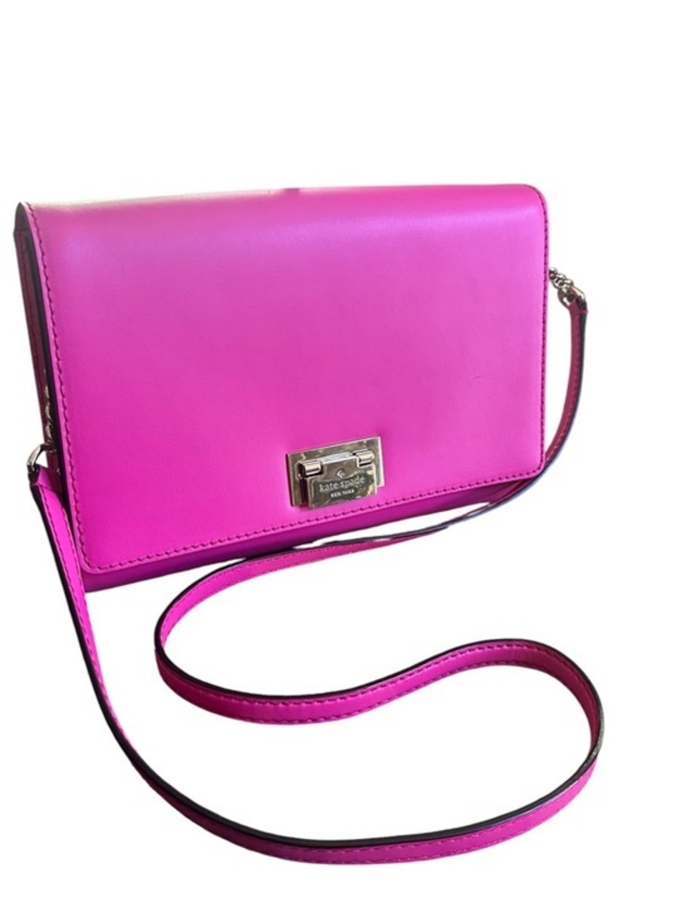 Kate Spade Hot Pink Saffiano WOC Wallet On Chain Crossbody Bag